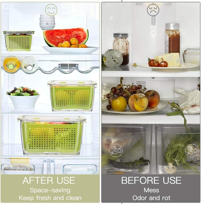 Frischhaltedosen Obst Gemüse mit Deckel, Vorratsdosen 3er Set 0.5L+1.7L+4.5L BPA frei, Frischhalteboxen dicht und trennbar, Kühlschrankdosen
