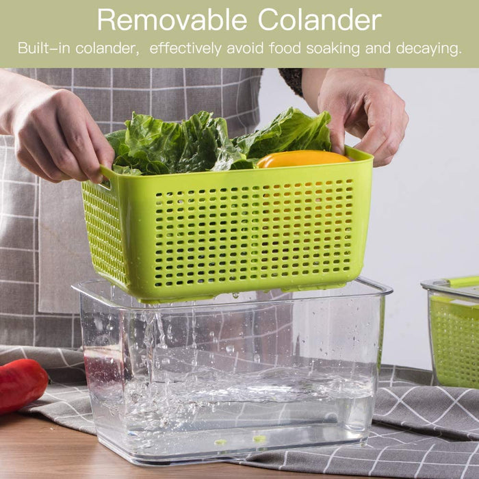 Frischhaltedosen Obst Gemüse mit Deckel, Vorratsdosen 3er Set 0.5L+1.7L+4.5L BPA frei, Frischhalteboxen dicht und trennbar, Kühlschrankdosen