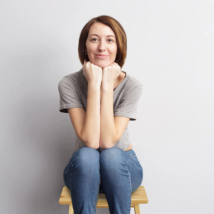 Fußbank, Bambus, bis 100 kg, Stabiler Tritthocker, Kinderhocker Bad, Hocker, HxBxT 20 x 33 x 21,5 cm, Natur, 1 Stück