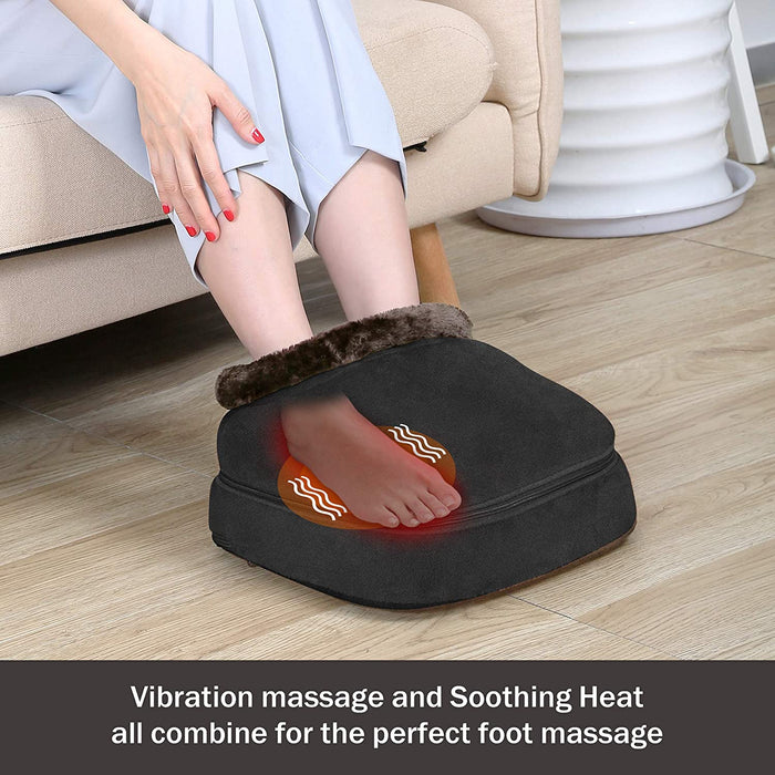 Fußmassagegerät elektrisch mit Wärmefunktion, 5 Massagemodi, Wärmetherapie mit 2 Heizstufen, 2 in 1 Fußwärmer für Fußpflege und Rückenschmerzen