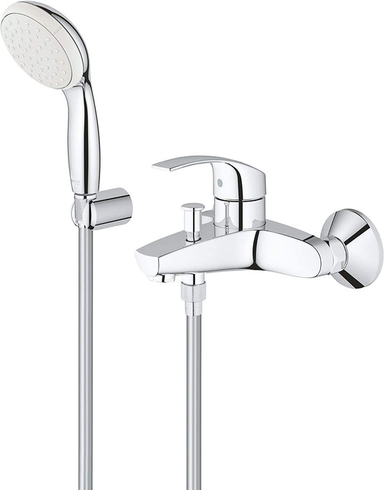 GROHE Eurosmart - Einhand- Wannenarmatur (mit Brausegarnitur, automatische Umstellung Wanne/Brause), chrom