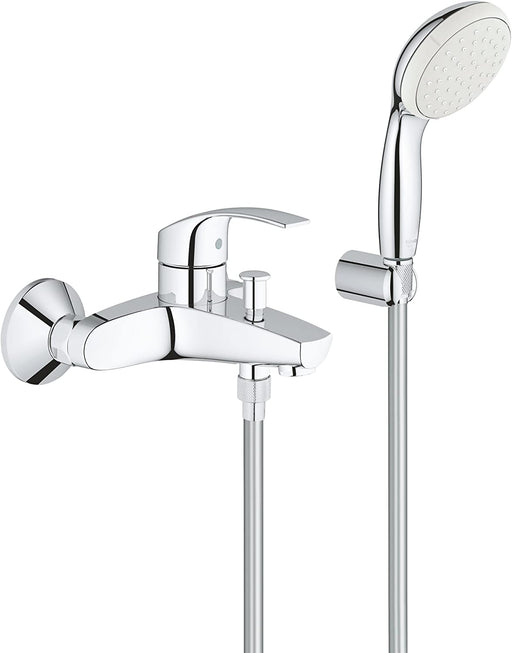 GROHE Eurosmart - Einhand- Wannenarmatur (mit Brausegarnitur, automatische Umstellung Wanne/Brause), chrom
