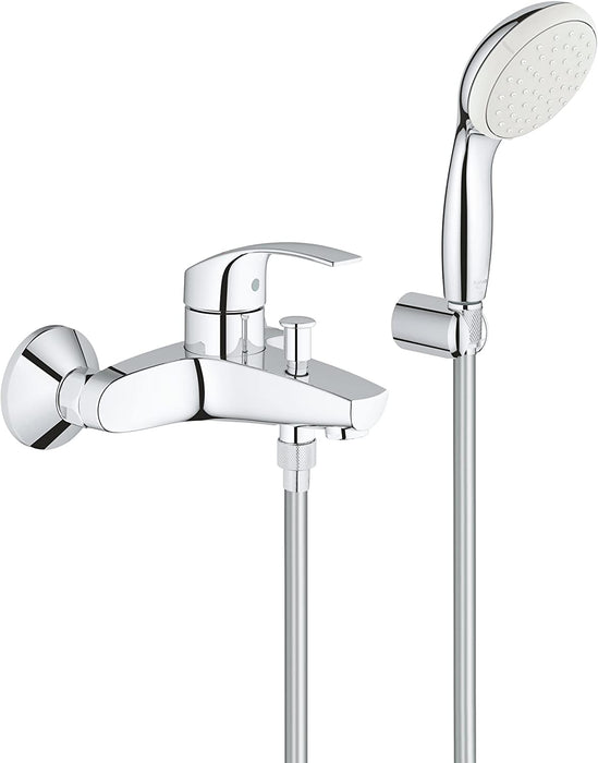GROHE Eurosmart - Einhand- Wannenarmatur (mit Brausegarnitur, automatische Umstellung Wanne/Brause), chrom