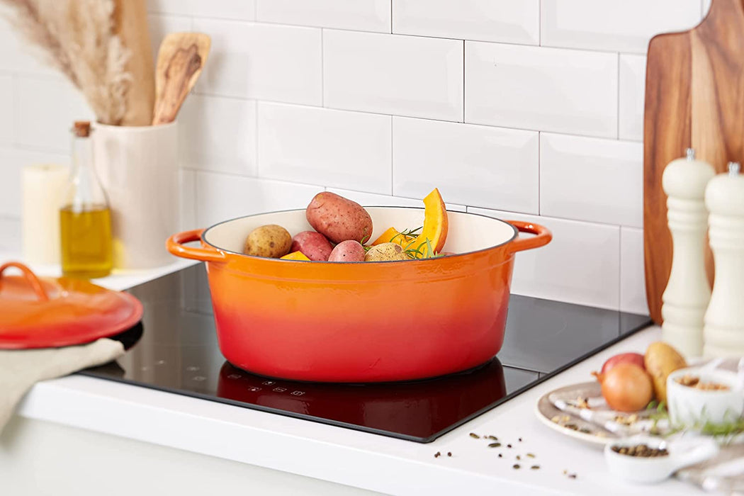 GUSSEISEN Bräter 33x25cm , Orange  Rot