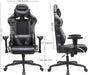 Gaming Stuhl, Bürostuhl, ergonomischer Schreibtischstuhl, verstellbare Rückenlehne, Armlehnen, Kopf- und Lendenkissen, schwarz-Tarnfarben