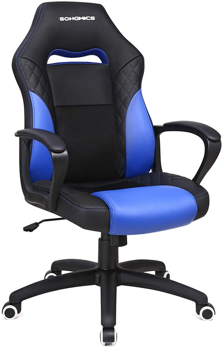 Gamingstuhl, Bürostuhl mit Wippfunktion, Racing Chair, ergonomisch, S-förmige Rückenlehne, gut für die Lendenwirbelsäule, bis 150 kg belastbar
