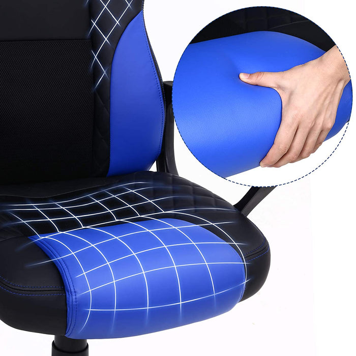 Gamingstuhl, Bürostuhl mit Wippfunktion, Racing Chair, ergonomisch, S-förmige Rückenlehne, gut für die Lendenwirbelsäule, bis 150 kg belastbar