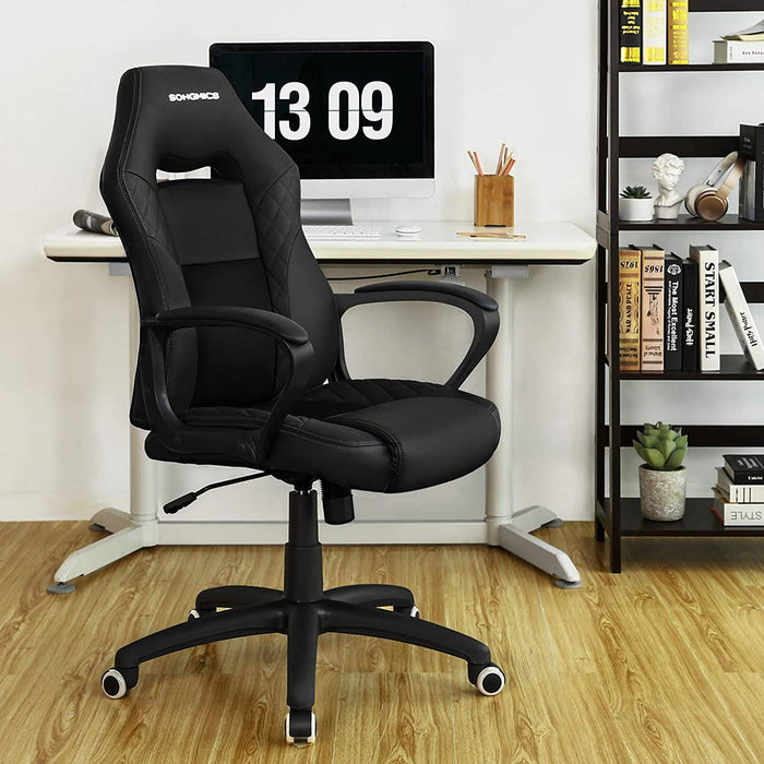 Gamingstuhl, Bürostuhl mit Wippfunktion, Racing Chair, ergonomisch, S-förmige Rückenlehne, gut für die Lendenwirbelsäule, bis 150 kg belastbar