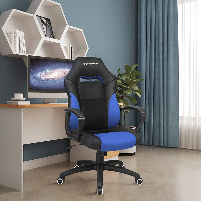 Gamingstuhl, Bürostuhl mit Wippfunktion, Racing Chair, ergonomisch, S-förmige Rückenlehne, gut für die Lendenwirbelsäule, bis 150 kg belastbar