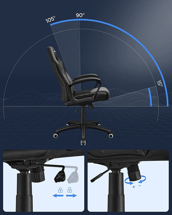 Gamingstuhl, Bürostuhl mit Wippfunktion, Racing Chair, ergonomisch, S-förmige Rückenlehne, gut für die Lendenwirbelsäule, bis 150 kg belastbar