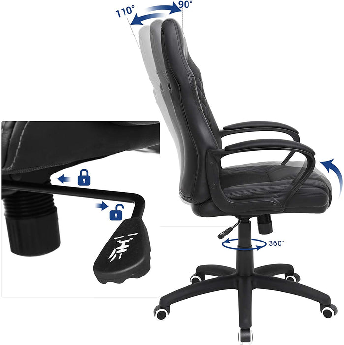 Gamingstuhl, Bürostuhl mit Wippfunktion, Racing Chair, ergonomisch, S-förmige Rückenlehne, gut für die Lendenwirbelsäule, bis 150 kg belastbar