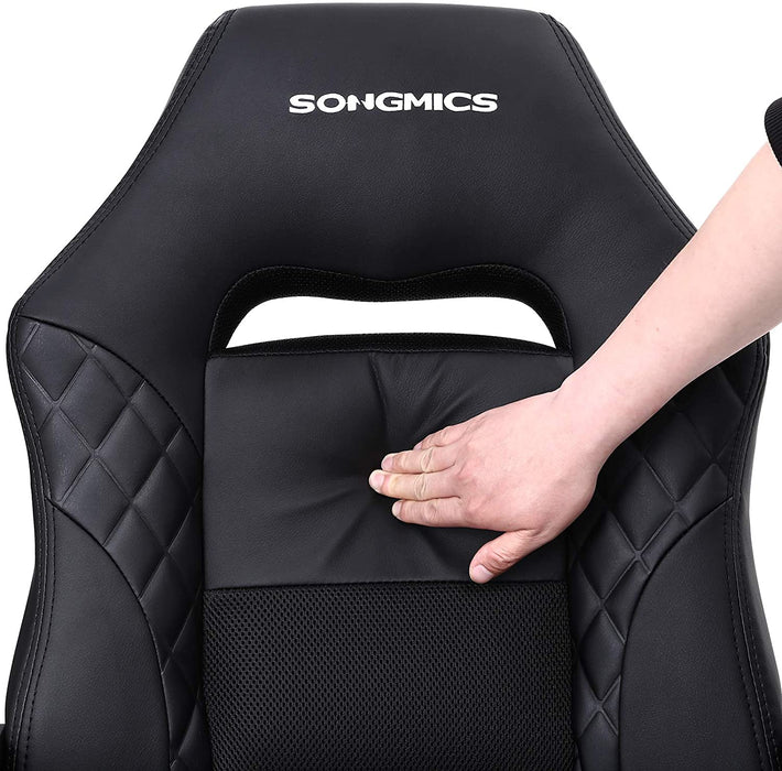 Gamingstuhl, Bürostuhl mit Wippfunktion, Racing Chair, ergonomisch, S-förmige Rückenlehne, gut für die Lendenwirbelsäule, bis 150 kg belastbar