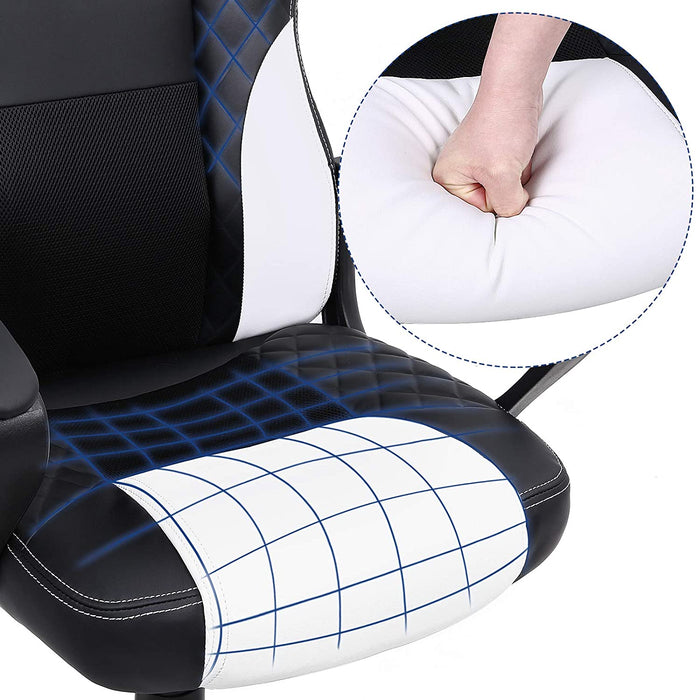 Gamingstuhl, Bürostuhl mit Wippfunktion, Racing Chair, ergonomisch, S-förmige Rückenlehne, gut für die Lendenwirbelsäule, bis 150 kg belastbar