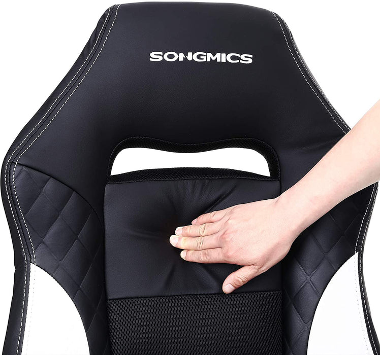 Gamingstuhl, Bürostuhl mit Wippfunktion, Racing Chair, ergonomisch, S-förmige Rückenlehne, gut für die Lendenwirbelsäule, bis 150 kg belastbar