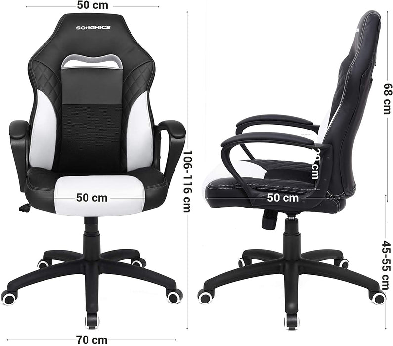 Gamingstuhl, Bürostuhl mit Wippfunktion, Racing Chair, ergonomisch, S-förmige Rückenlehne, gut für die Lendenwirbelsäule, bis 150 kg belastbar