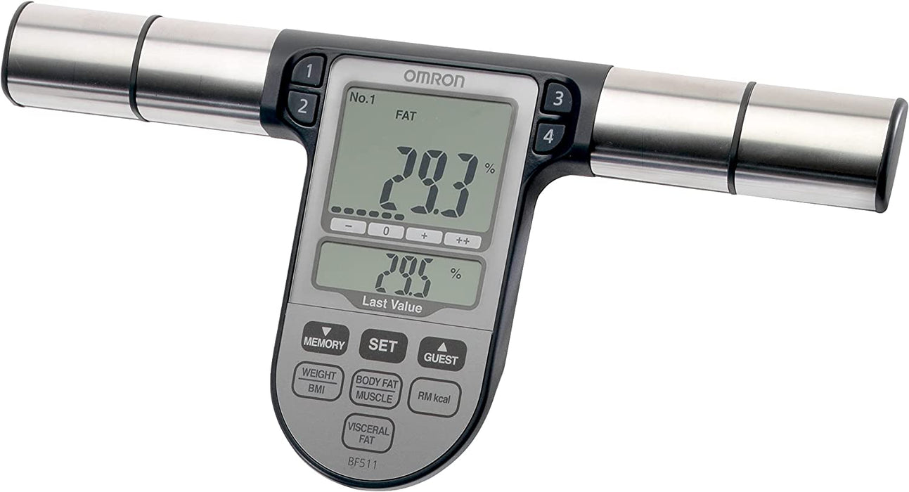 Ganzkörperanalyse-Waage mit Hand-zu-Fuß-Messung, blau - misst Körperfett, Gewicht, Viszeralfett, Skelettmuskelmasse, Kaloriengrundumsatz und BMI