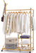 Garderobenständer Bambus Kleiderständer mit Rollen, mit Kleiderstange, 3 Ablagen und 6 Haken, Baumform, 100 x 38 x 176 cm, Natur