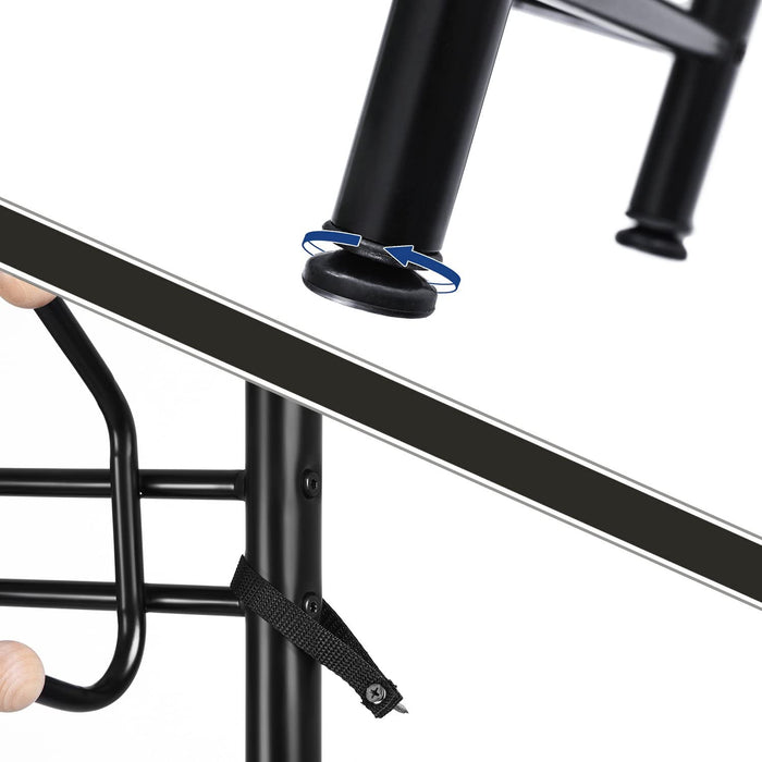 Garderobenständer Kleiderständer mit 3 schuhablagen mit 18 haken, Metall, schwarz, 68,8 x 35,2 x 187 cm