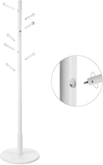 Garderobenständer, Kleiderständer, 7 Haken mit abgerundeten Enden, freistehende Garderobe in Baumform, Holz, für Kleidung, Hüte, Taschen, Flur