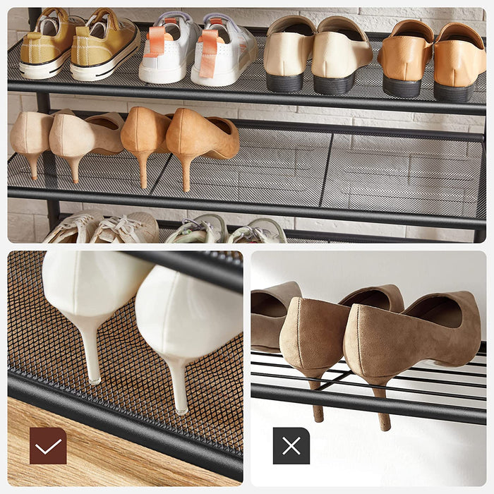 Garderobenständer, Kleiderständer, Schuhregal, Garderobe mit 5 Doppelhaken, 5 Ebenen, eine Ablage Oben, für Wohnungen, Schlafzimmer, Flur