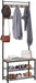 Garderobenständer, Kleiderständer mit Schuhablagen, Schuhregal mit Sitzfläche, für Flur, mit Haken, 3 Ablagen, aus Metall, Höhe 175 cm, Industrie 
