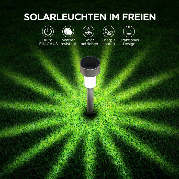 Garten Solarleuchten für Außen, 12 Stück Edelstahl Solar Gartenleuchte, IP44 Wasserdicht Halloween Garten Deko Solarlampen für Außen, Terrasse, Rasen