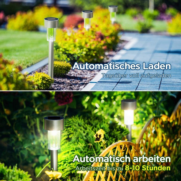 Garten Solarleuchten für Außen, 12 Stück Edelstahl Solar Gartenleuchte, IP44 Wasserdicht Halloween Garten Deko Solarlampen für Außen, Terrasse, Rasen