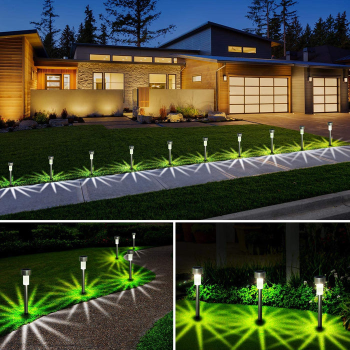 Garten Solarleuchten für Außen, 12 Stück Edelstahl Solar Gartenleuchte, IP44 Wasserdicht Halloween Garten Deko Solarlampen für Außen, Terrasse, Rasen