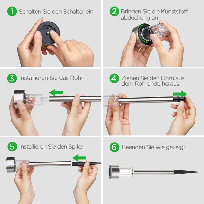 Garten Solarleuchten für Außen, 12 Stück Edelstahl Solar Gartenleuchte, IP44 Wasserdicht Halloween Garten Deko Solarlampen für Außen, Terrasse, Rasen