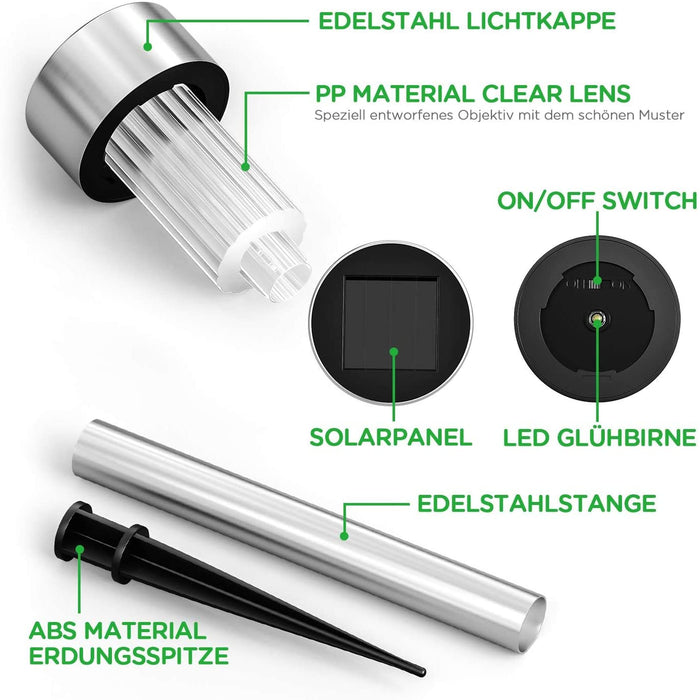 Garten Solarleuchten für Außen, 12 Stück Edelstahl Solar Gartenleuchte, IP44 Wasserdicht Halloween Garten Deko Solarlampen für Außen, Terrasse, Rasen