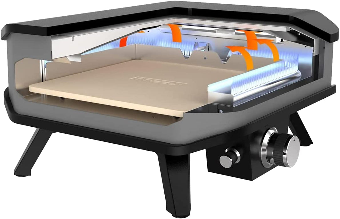 Gas Pizza Ofen mobiler Pizzaofen Pizzastein Gasgrill bis 400°Grad regelbar mit 34x34 cm Pizzastein tragbar Terrasse Balkon Test SEHR GUT