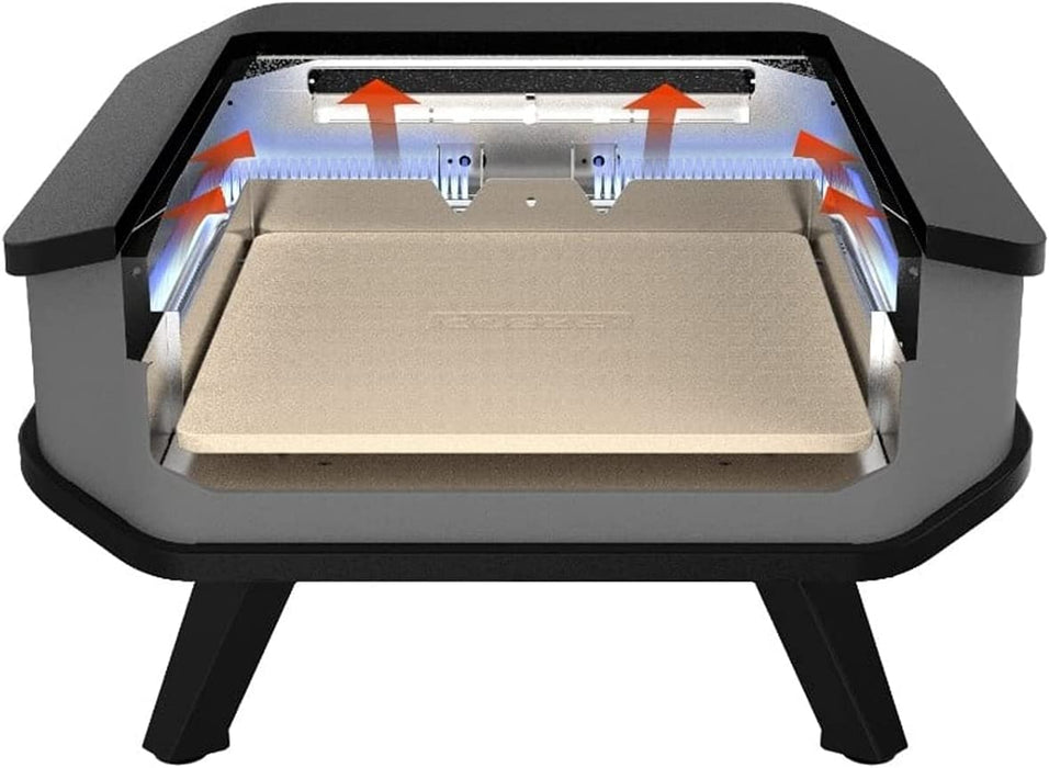 Gas Pizza Ofen mobiler Pizzaofen Pizzastein Gasgrill bis 400°Grad regelbar mit 34x34 cm Pizzastein tragbar Terrasse Balkon Test SEHR GUT