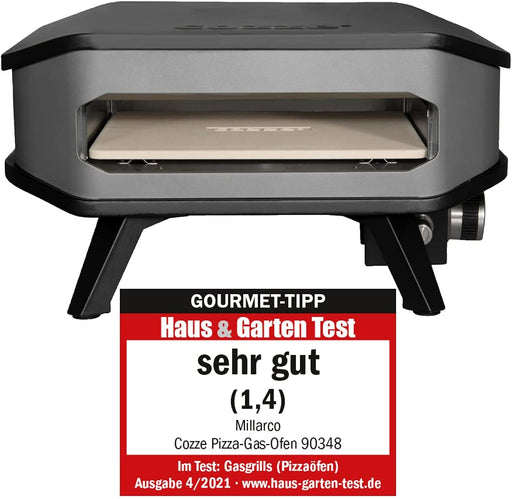 Gas Pizza Ofen mobiler Pizzaofen Pizzastein Gasgrill bis 400°Grad regelbar mit 34x34 cm Pizzastein tragbar Terrasse Balkon Test SEHR GUT