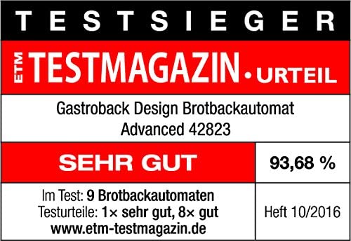 Gastroback Design Brotbackautomat Advanced, Edelstahl Brotbackmaschine 18 Programme, automatisches Zutatenfach, für 500 g, 750 g und 1.000 g Brotlaibe