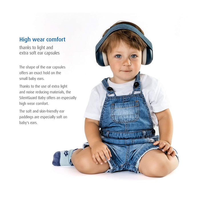 Gehörschutz für Babys SilentGuard, besonders weich und leicht für den empfindlichen Babykopf, mitwachsend, blau