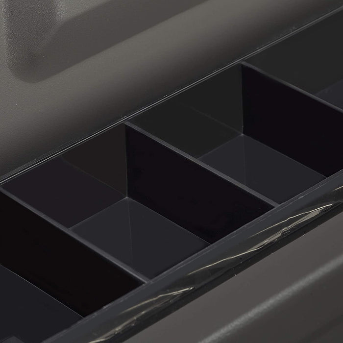 Geldkassette abschließbar, Münzeinsatz, 4 Scheinfächer, Geldkasse Eisen, Kasse HBT 8,5 x 30,5 x 24,5 cm, grau