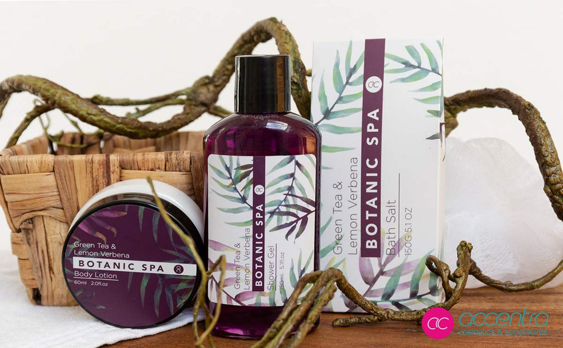 Geschenkset Botanic SPA im Seegraskorb, Bade- und Dusch Set - 5-teiliges Geschenk set in dekorativem Korb aus Seegras, bestes Geschenk 