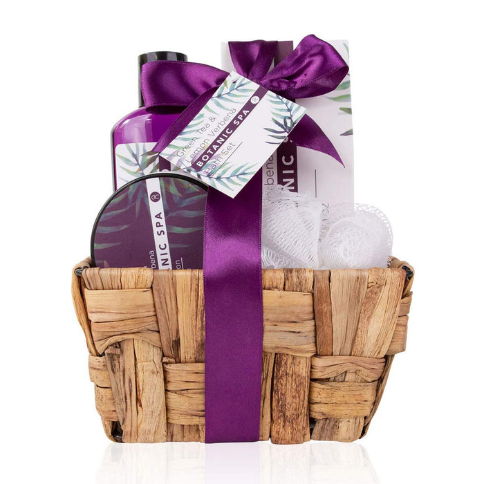Geschenkset Botanic SPA im Seegraskorb, Bade- und Dusch Set - 5-teiliges Geschenk set in dekorativem Korb aus Seegras, bestes Geschenk 