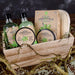 Geschenkset OLIVE im Holzkorb Bade-, SPA und Dusch Set Olive Duft – 6-teiliges Geschenk set in dekorativem Korb aus Holz,
