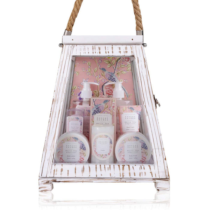Geschenkset Secret Garden Bade Und Dusch Set Mit White Tea & Apricot Duft - 11-Teiliges Geschenk-Set