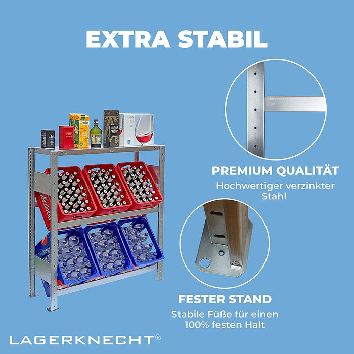 Getränkekistenregal 6 Kisten Made in Germany professionelle Ordnung für Kisten Regal für Getränkekisten, Wasserkistenregal, Bierkistenregal