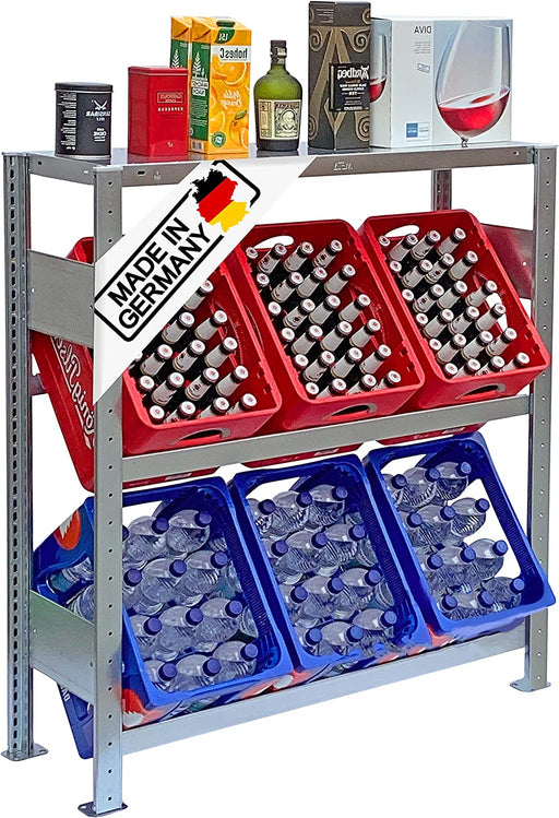 Getränkekistenregal 6 Kisten Made in Germany professionelle Ordnung für Kisten Regal für Getränkekisten, Wasserkistenregal, Bierkistenregal