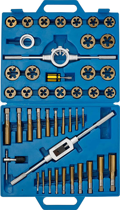 Gewindeschneid-Satz | 45-tlg. | Tin-beschichtet | M6 - M24 | metrisch | inkl. Kunststoff-Koffer