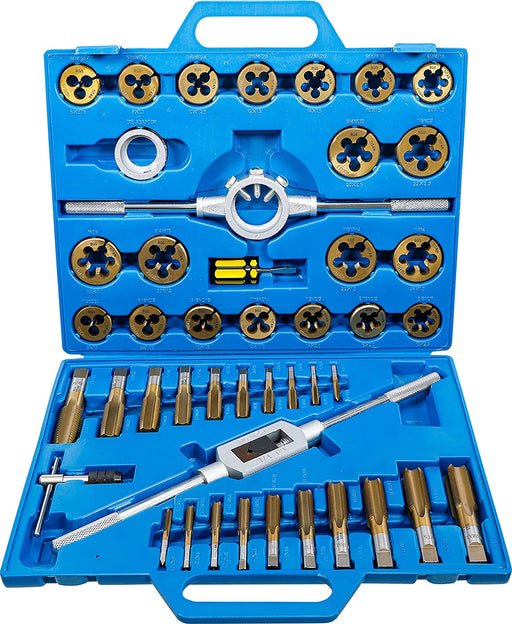 Gewindeschneid-Satz | 45-tlg. | Tin-beschichtet | M6 - M24 | metrisch | inkl. Kunststoff-Koffer
