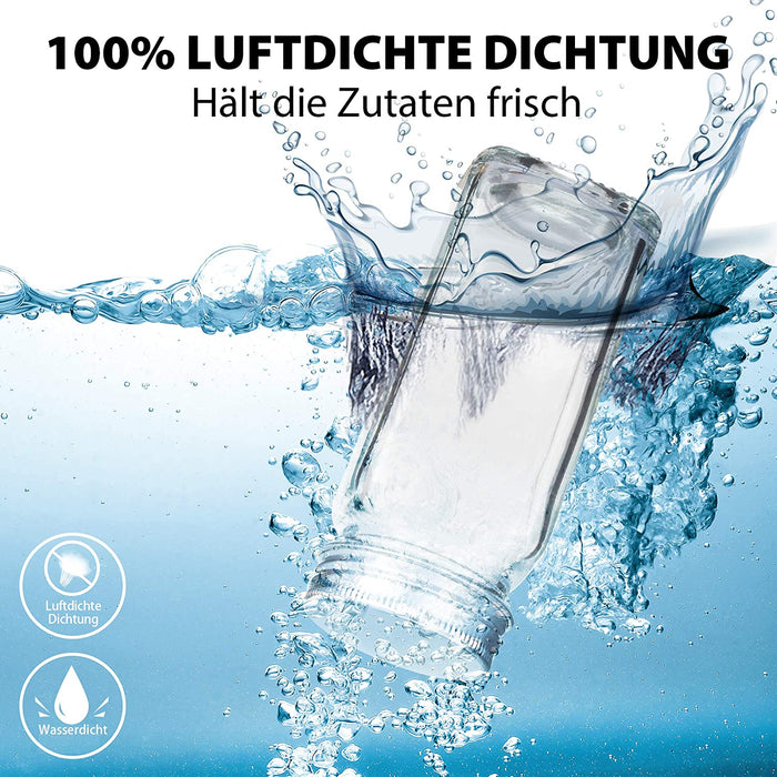 Gewürzgläser mit Schraubkappe - 12er Set - Verschiedene Streuer-Aufsätze, Trichter, Bürste, Etiketten & Kreidestift 