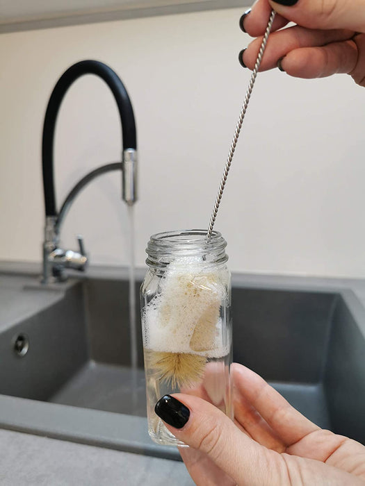 Gewürzgläser mit Schraubkappe - 12er Set - Verschiedene Streuer-Aufsätze, Trichter, Bürste, Etiketten & Kreidestift 