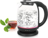 Glas Wasserkocher mit Temperaturwahl (60°C/70°C/80°C/90°C/100°C), BPA-frei, Trockengehschutz, Auto-Off, 2200 Watt, Edelstahl, 1.7 liters