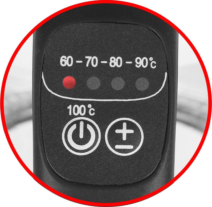 Glas Wasserkocher mit Temperaturwahl (60°C/70°C/80°C/90°C/100°C), BPA-frei, Trockengehschutz, Auto-Off, 2200 Watt, Edelstahl, 1.7 liters