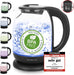 Glas Wasserkocher mit Temperaturwahl (60°C/70°C/80°C/90°C/100°C), BPA-frei, Trockengehschutz, Auto-Off, 2200 Watt, Edelstahl, 1.7 liters