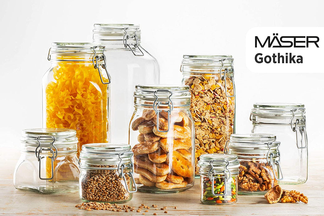Gothika, Einmachgläser 1,45 l, 6er Set, made in Germany, Vorratsgläser mit Deckel und Drahtbügel zum luftdichten Aufbewahren, Einkochen und Einlegen